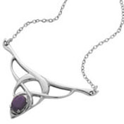 Pendant, Laced Silver with Amethyst Gemstone