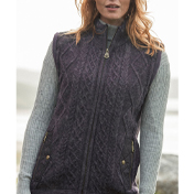 Ladies Aran Gilet, Pure Shetland Wool