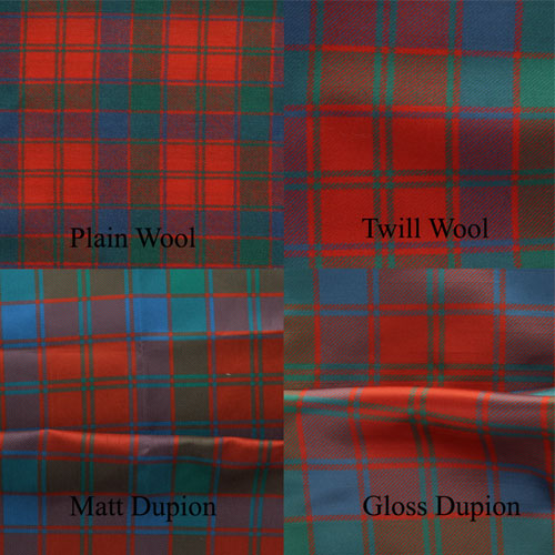 Dupion tartans compared to wool in Robertson Ancient