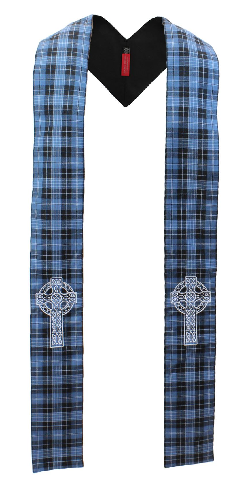 Clerical Tartan Stole, Embroidered, Lined, Custom-made
