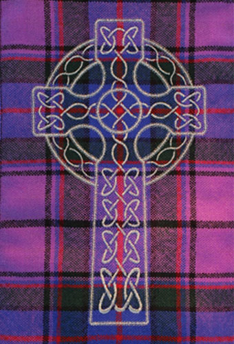 Detail of Celtic Cross in Metallic Thread - Wardlaw Tartan