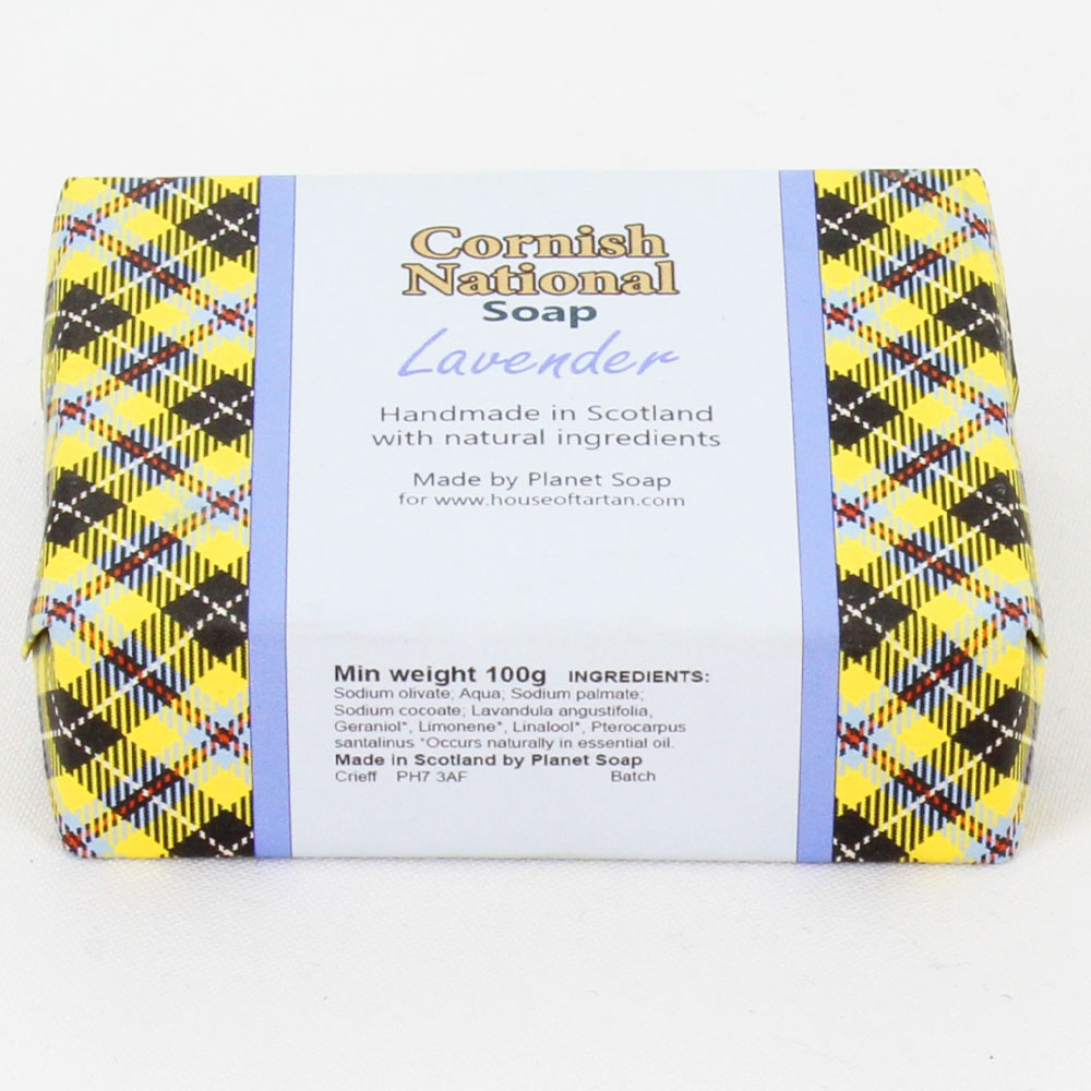 Soap wrapped in Cornish National Tartan - Lavender