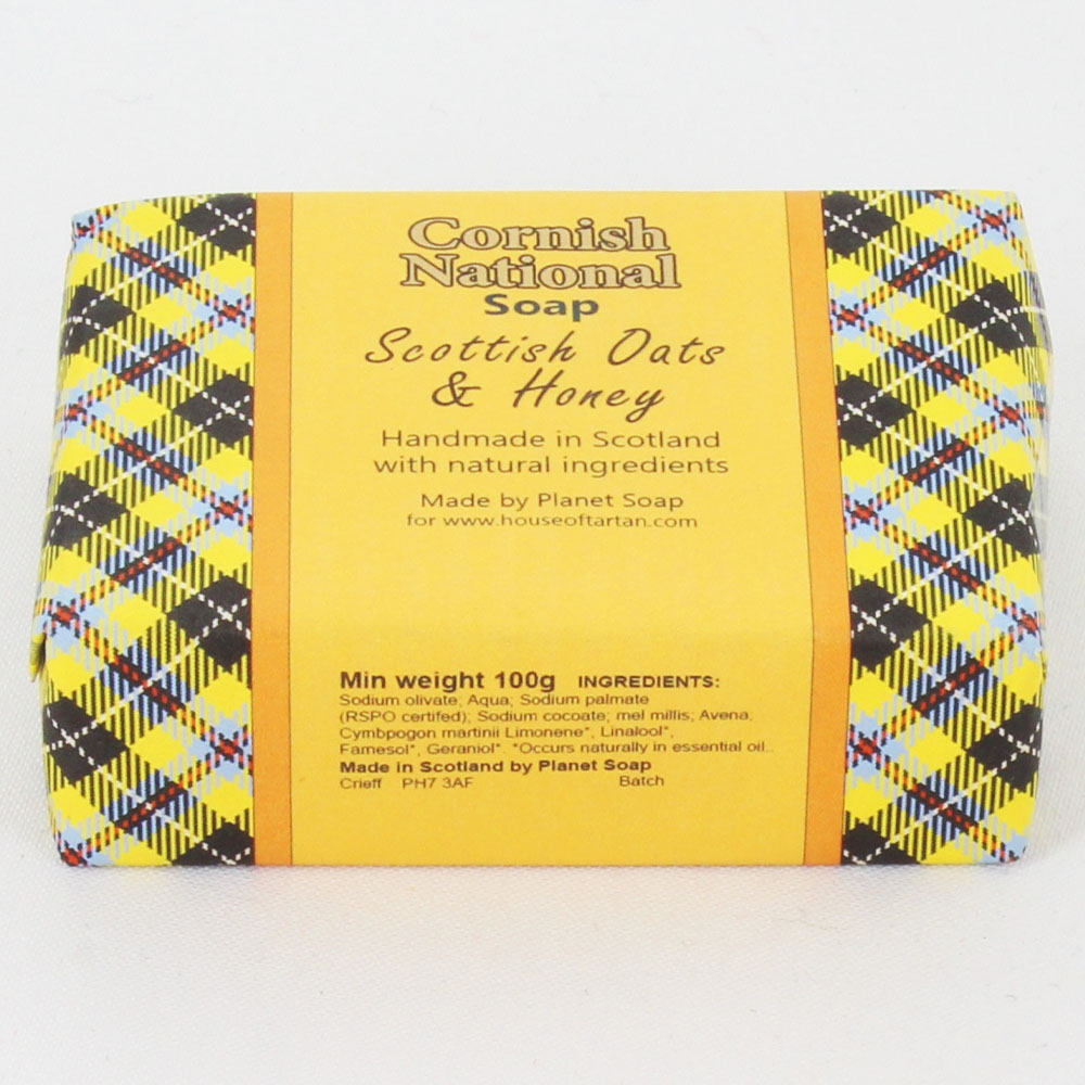 Soap wrapped in Cornish National Tartan - Scottish Oats & Honey