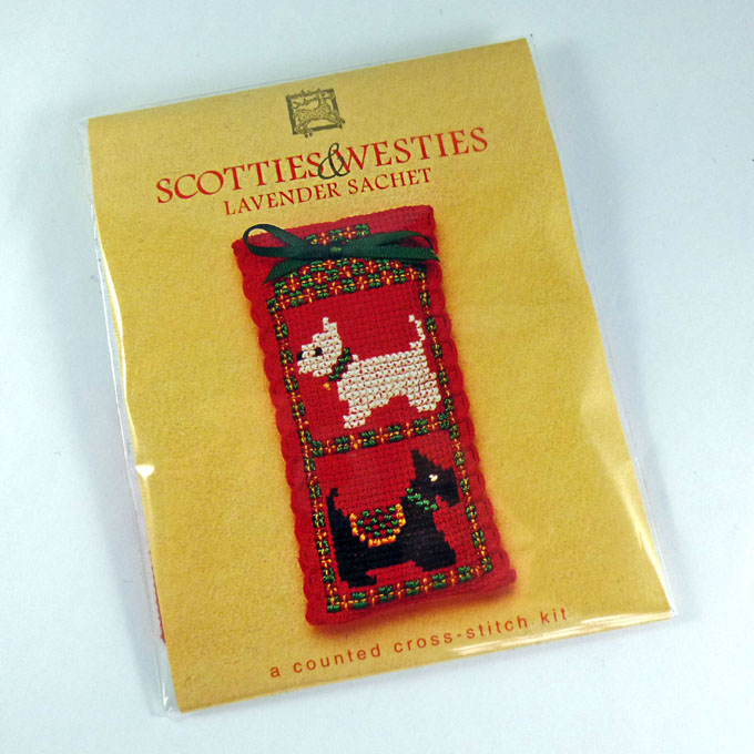 Crafts, Cross Stitch Lavender Sachet, Scotties & Westies