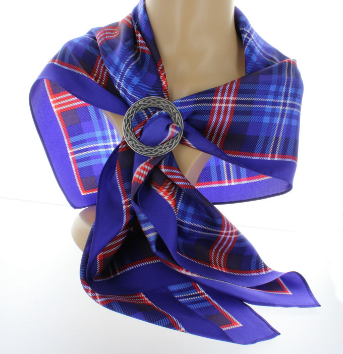 Silk Head Scarf with Pewter Scarf Ring
