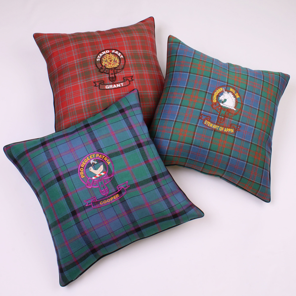 Cushion, Pillow, Tartan Wool with Clan crest