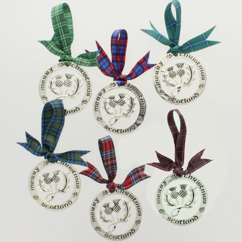 Scottish Christmas Ornament, Pendant, with Tartan Ribbon