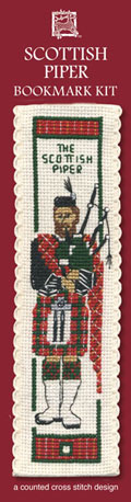 Crafts, Cross Stitch Bookmark Kit, Scottish Piper